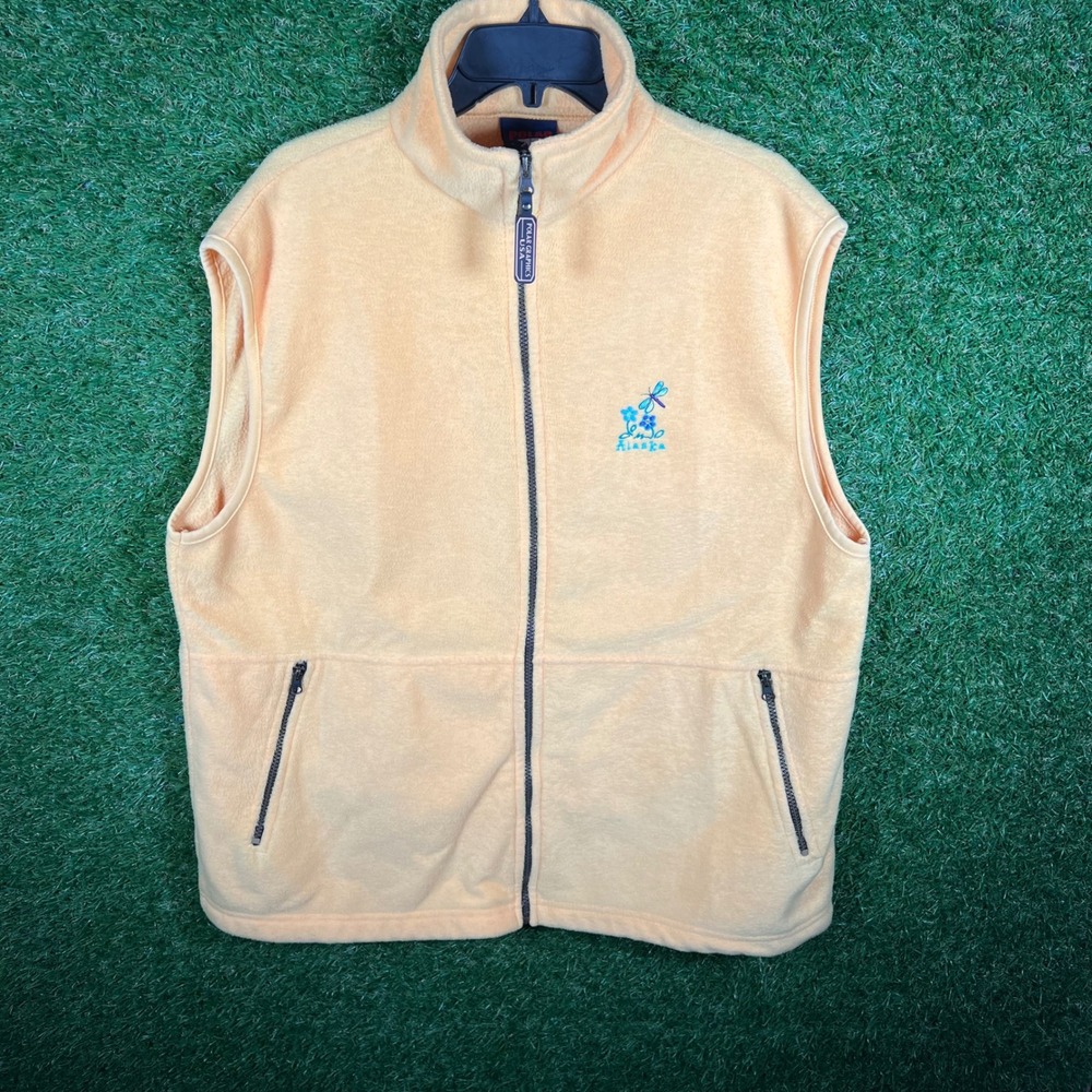 Polar Graphics USA Alaska Fleece Vest XXL Peach Orange Dragonfly Full Zip